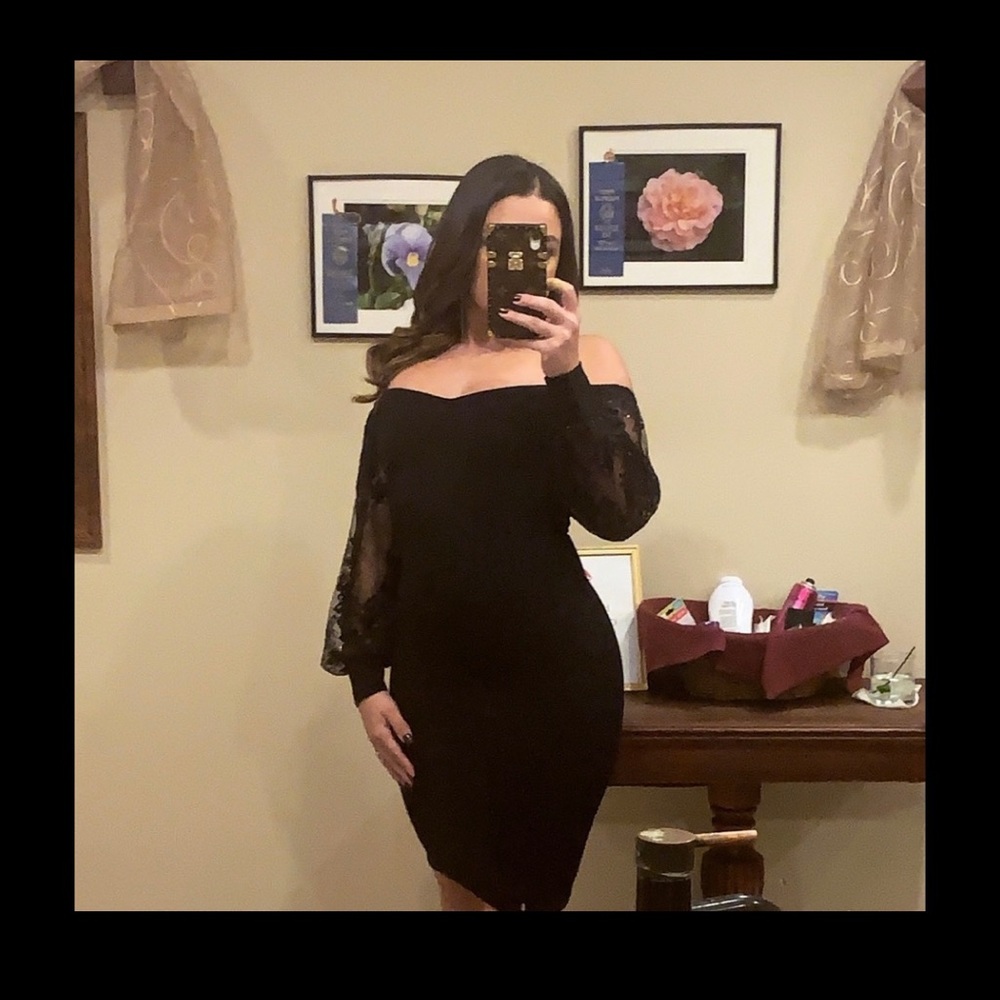 Off the shoulder black dress
